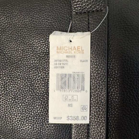 Michael Kors - Romee Large Pebbled Leather Tote Bag - Black - Picture 4 of 6